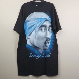 Vintage Oversized EZ Street Gear SS 2Pac Thug Life Frontside Portrait Tee XL